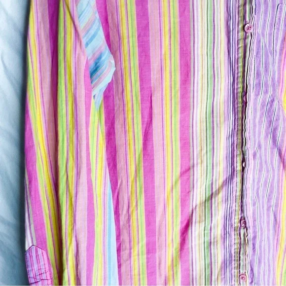 Vintage PINK Victoria’s Secret Striped Button Down Shirt Small - Picture 13 of 15